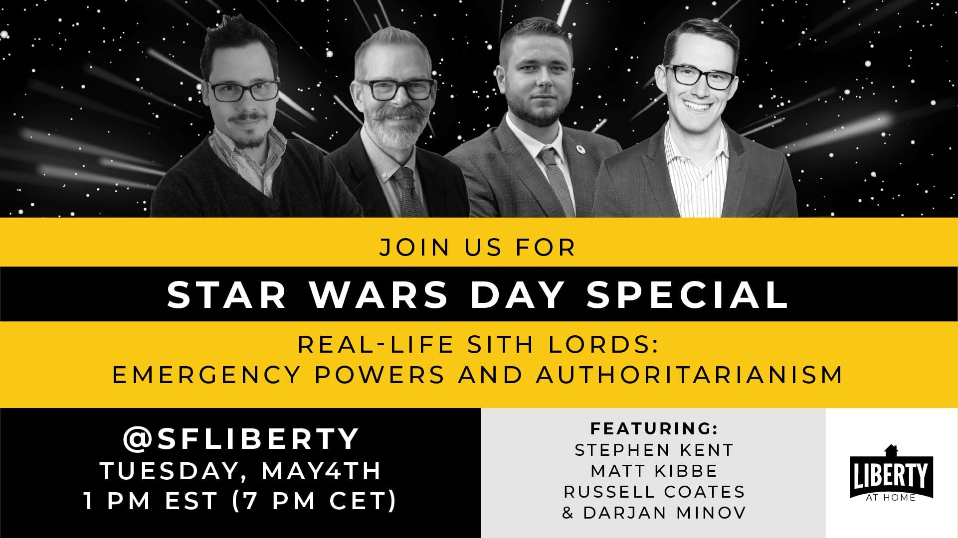 Students For Liberty invites you to join us on Instagram Live for a Star Wars Day special event on Tuesday, May 4, 2021, at 1PM EST.