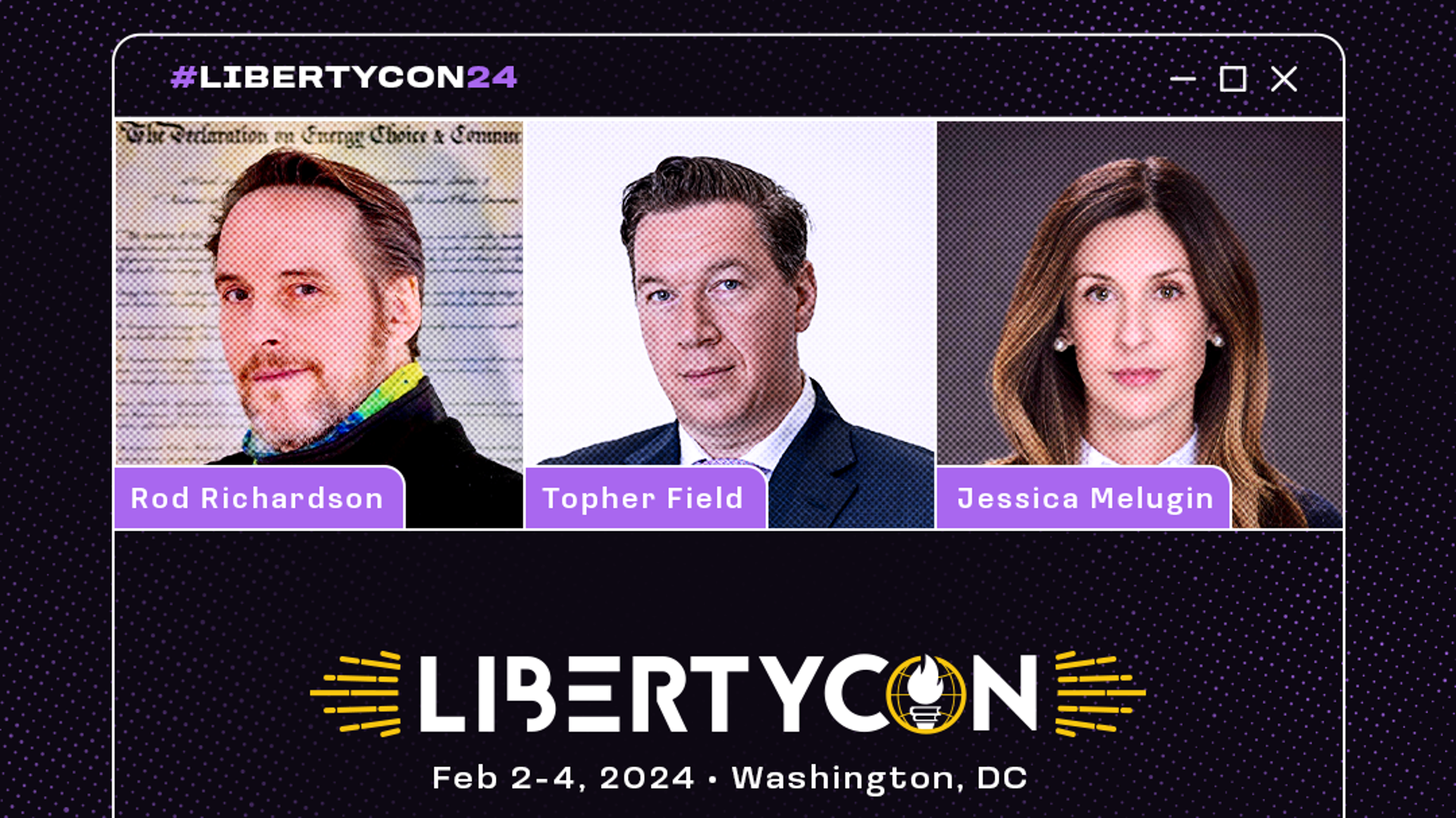 Students For Liberty is announcing three new speakers for LibertyCon International 2024: Rod Richardson, Topher Field, and Jessica Melugin