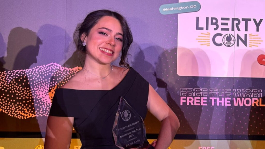 Ivette Cano was honored with the prestigious Students For Liberty Alumnus of the Year 2023 award at LibertyCon International in Washington, D.C. Her outstanding work, leadership, and contributions towards advancing the ideas of liberty were acknowledged.